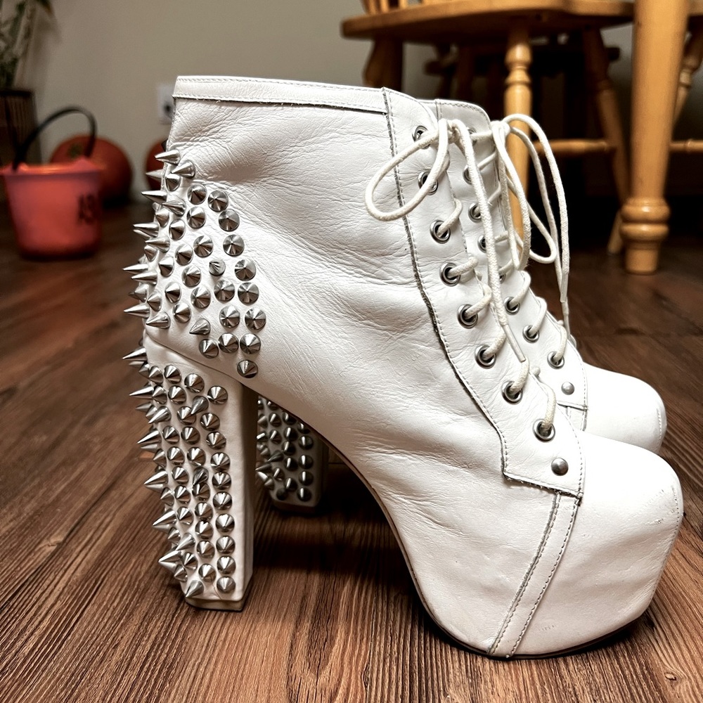 White Upper Leather Studded Jeffrey Campbell Shoes